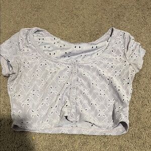 Women's Light Purple Eyelet Crop Top